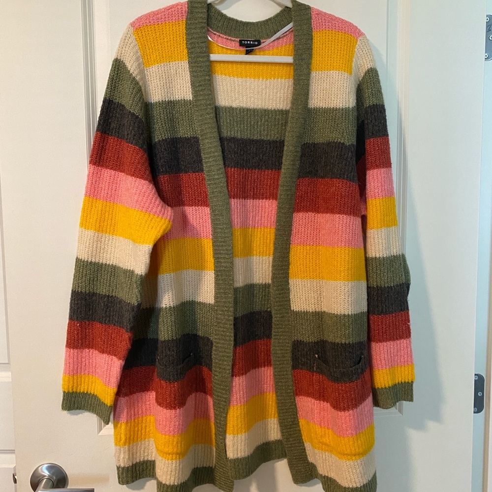 Torrid Striped Multicolor Cardigan Sweater